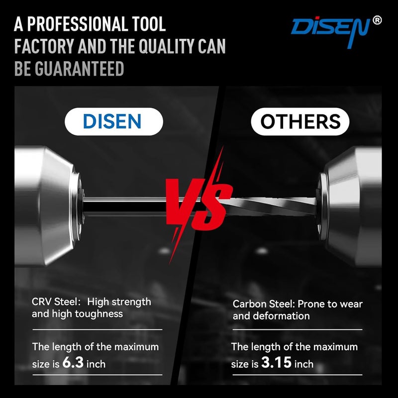 DISEN 26 Pieces Metric & SAE Size Hex Key Allen Wrench Set with Ball End, 1.27-10 MM & 1/20-3/8 Inch, Long Arm Ball Design, Chrome Vanadium Steel - Image 5